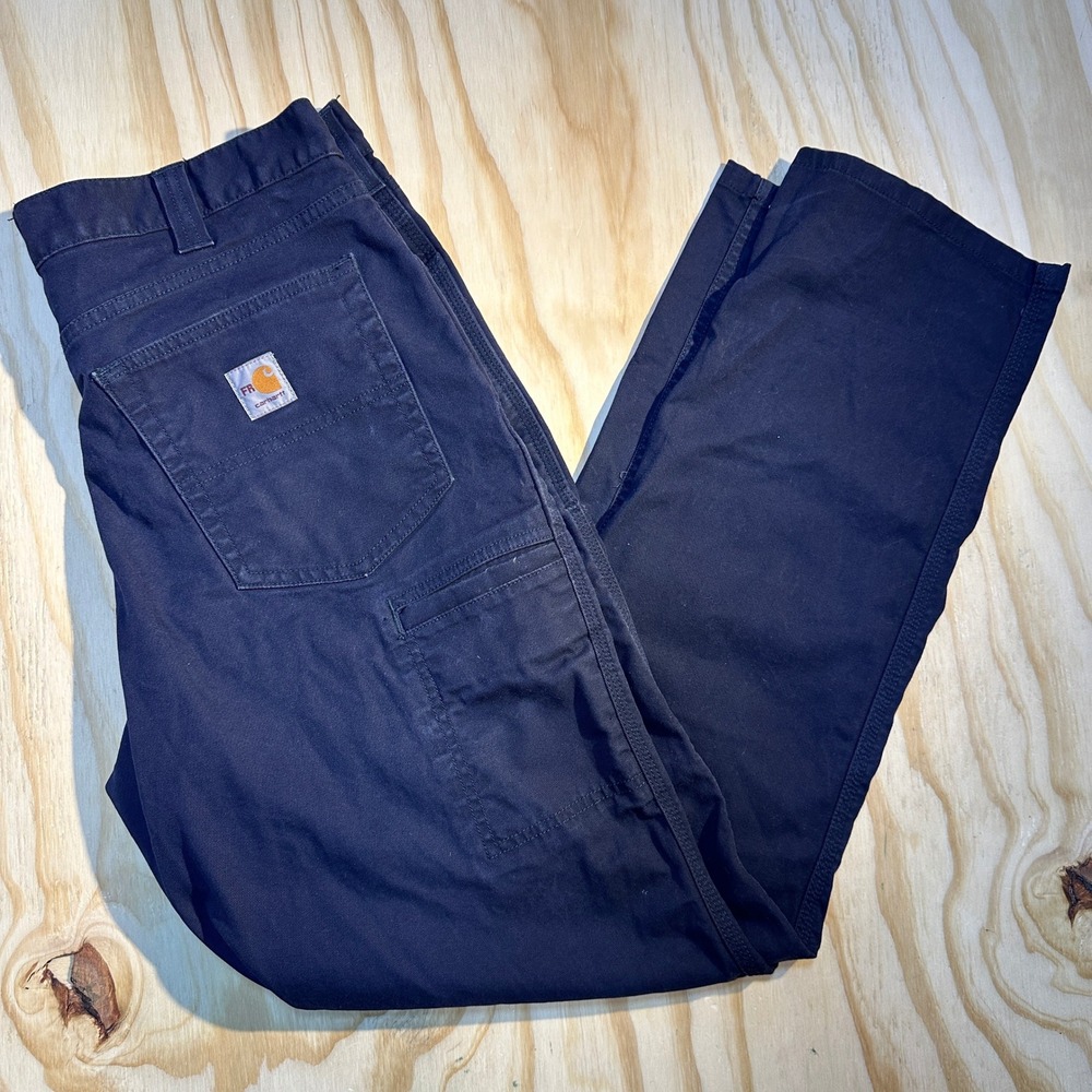 Carhartt Men's FR Flame Resistant Canvas Dark Navy Utility Work Pants Size 34x34